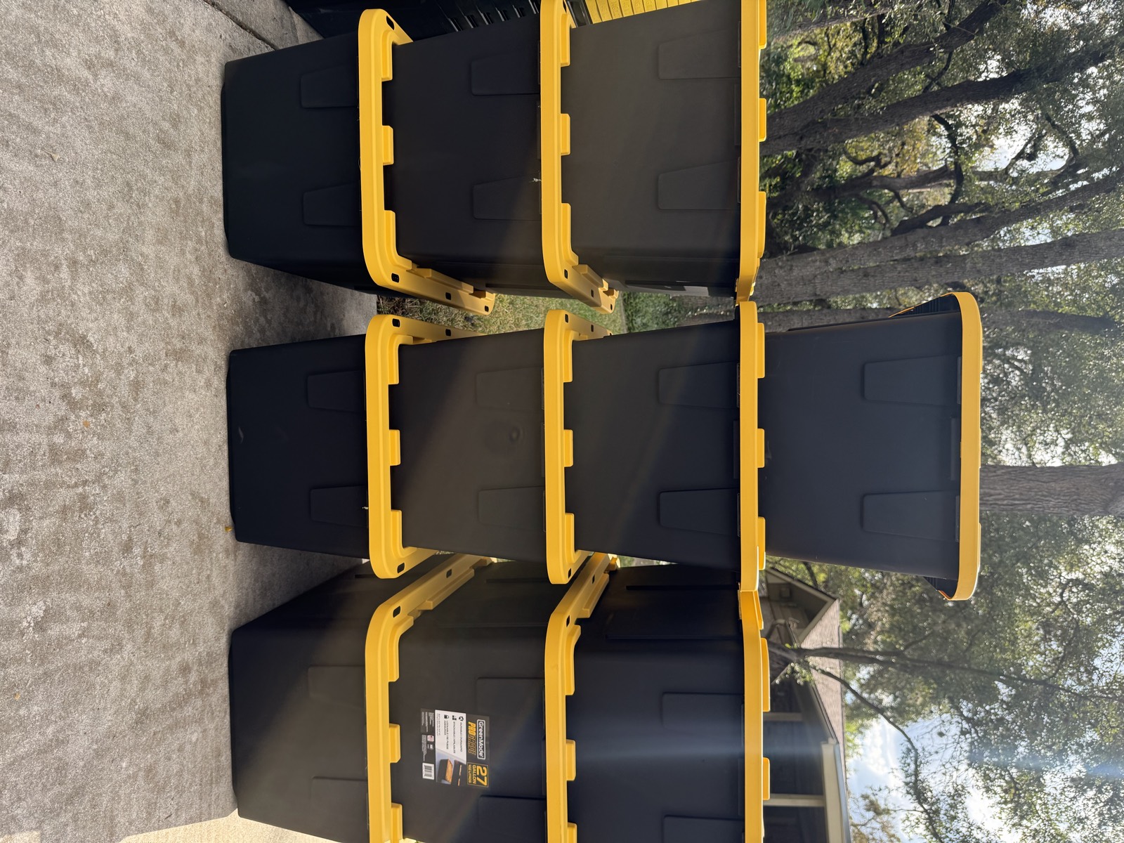 Stacked plastic moving totes available to rent in San Antonio